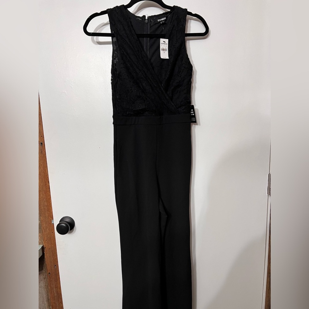 BRAND NEW - Express Black Lace Jumpsuit with Pockets - Size XS